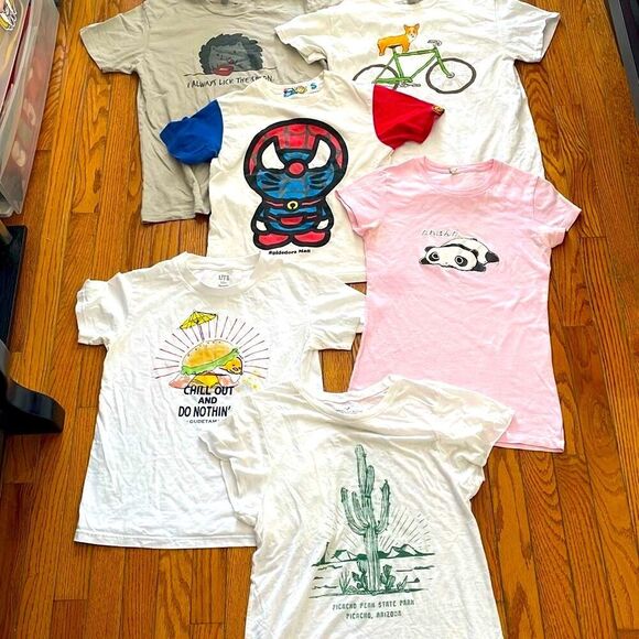 Bundle of 6 short sleeve women’s kawaii anime nature funny t shirts size small - Picture 1 of 16